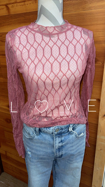 Scalloped Stretchy Mesh Top