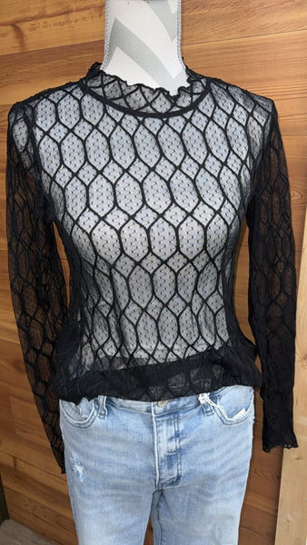 Scalloped Stretchy Mesh Top