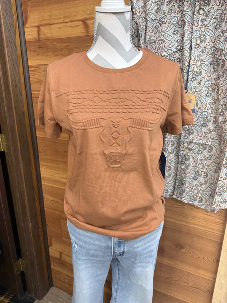 Ladies Panhandle Slim Embossed Skull Tee