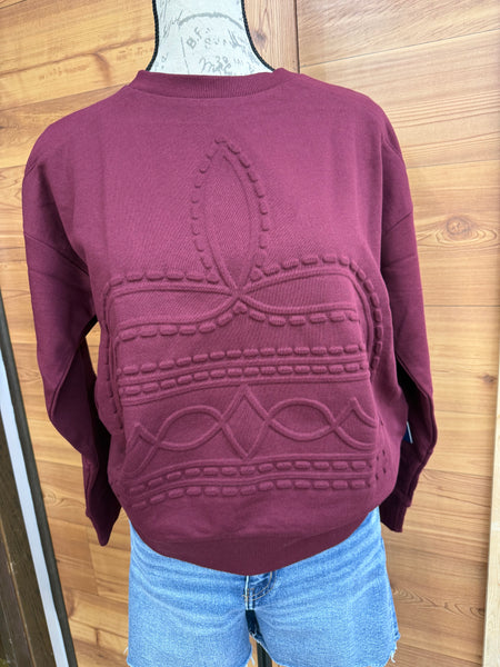 Ladies Panhandle Slim Embossed Boot Stitch Sweatshirt