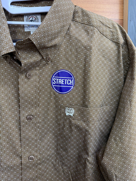 Cinch Classic Fit Brown Printed Button Down Shirt