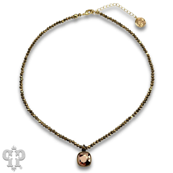 Pink Panache Austrian Square Crystal Necklace