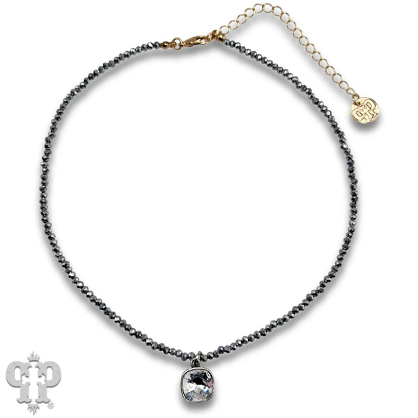 Pink Panache Austrian Square Crystal Necklace