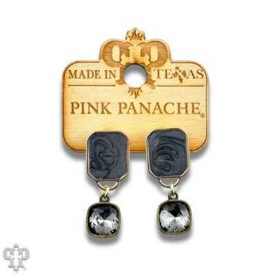 Pink Panache Pearlescent Rectangle with Austrian Crystal Earrings