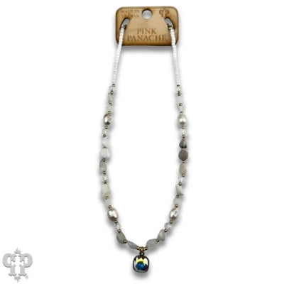 Pink Panache Quartz & Freshwater Pearl Necklace with Austrian Crystal