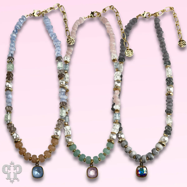 Pink Panache Mixed Variety Bead Necklace with Swarovski Crystal