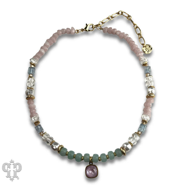 Pink Panache Mixed Variety Bead Necklace with Swarovski Crystal