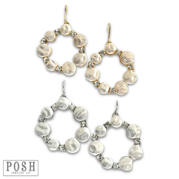 Posh Pearl & Rhinestone Round Earrings