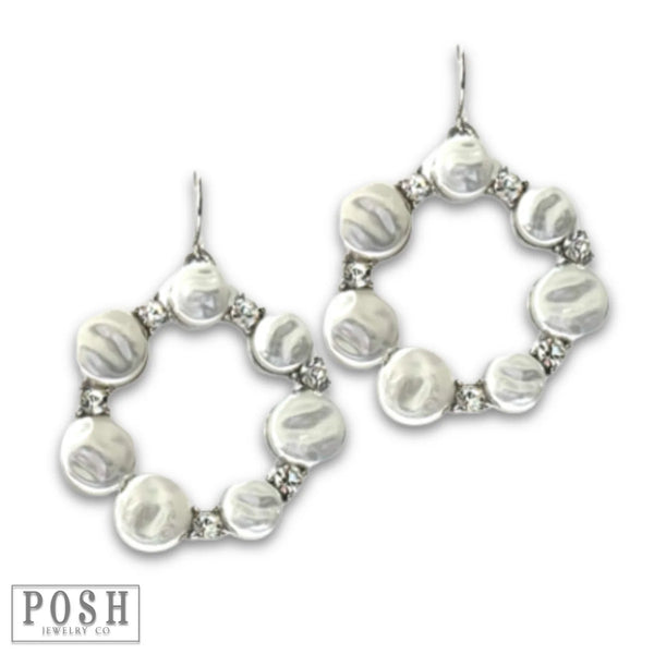 Posh Pearl & Rhinestone Round Earrings