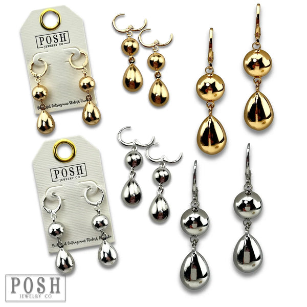 Posh Shiny Metal Teardrop Earrings