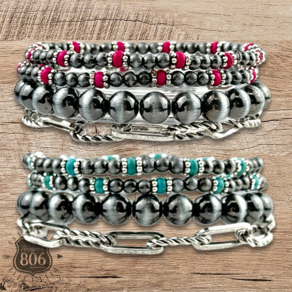 806 Burnished Pearl Chain Bracelet Set