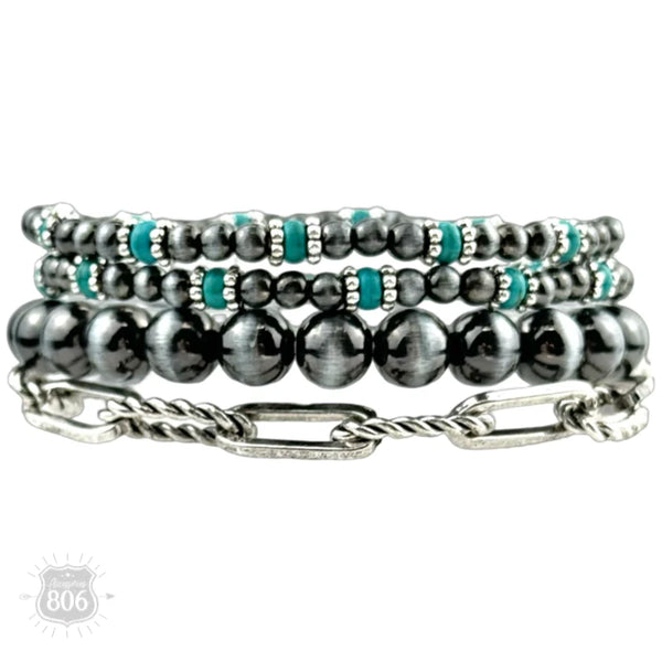 806 Burnished Pearl Chain Bracelet Set