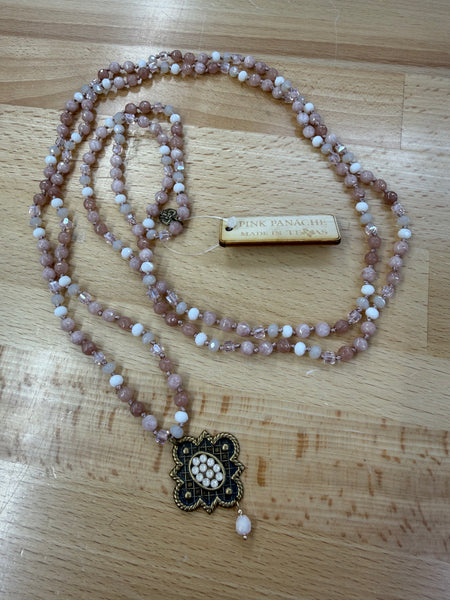 Pink Panache Art Deco Drop Long Necklace