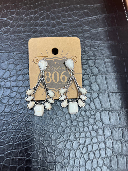 806 Assorted White Western Earrings