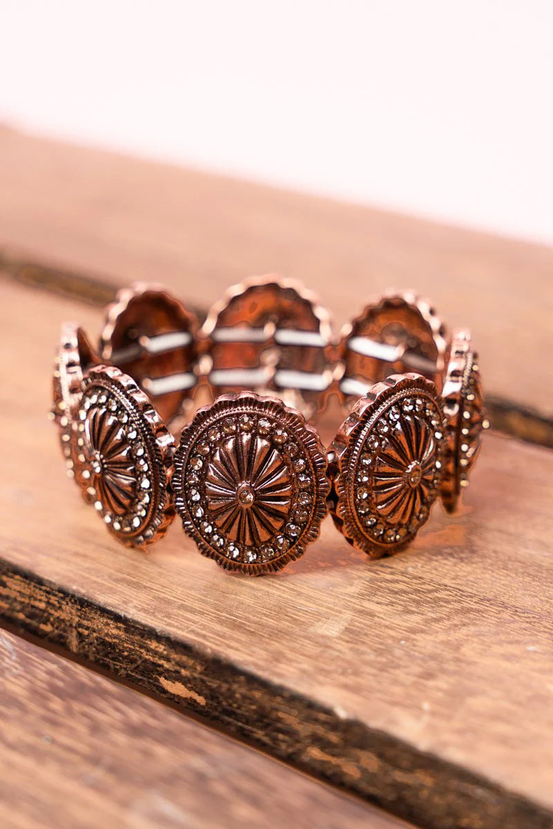 Littleton Iridescent Crystal Concho Coppertone Bracelet