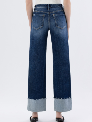 Lovervet High Rise Cuffed Wide Leg Denim