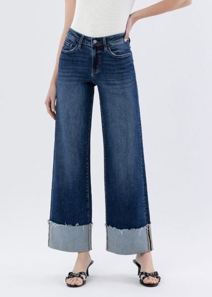 Lovervet High Rise Cuffed Wide Leg Denim