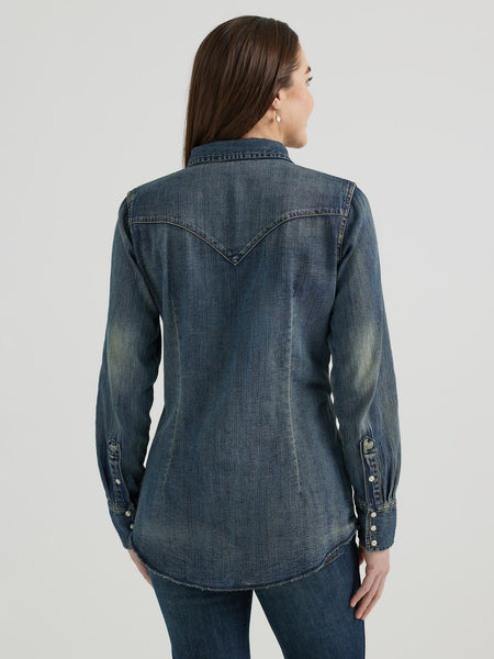 Wrangler Women's Classic Western Snap Denim Shirt