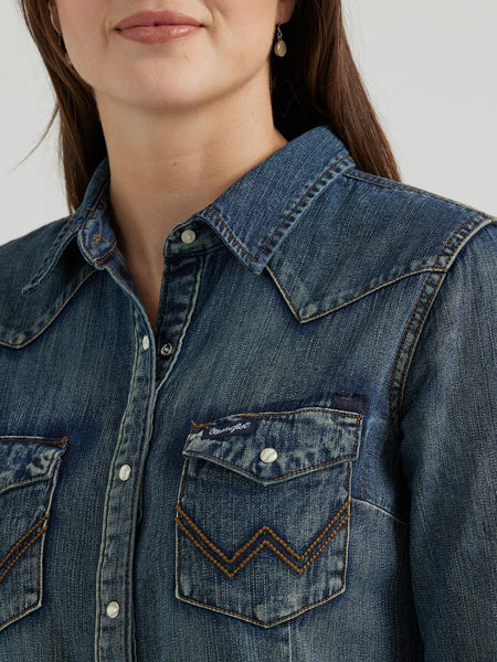 Wrangler Women's Classic Western Snap Denim Shirt