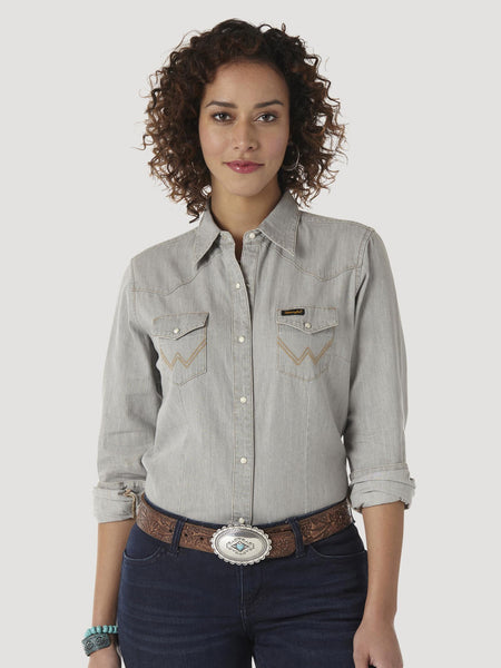 Wrangler Women's Classic Western Snap Denim Shirt