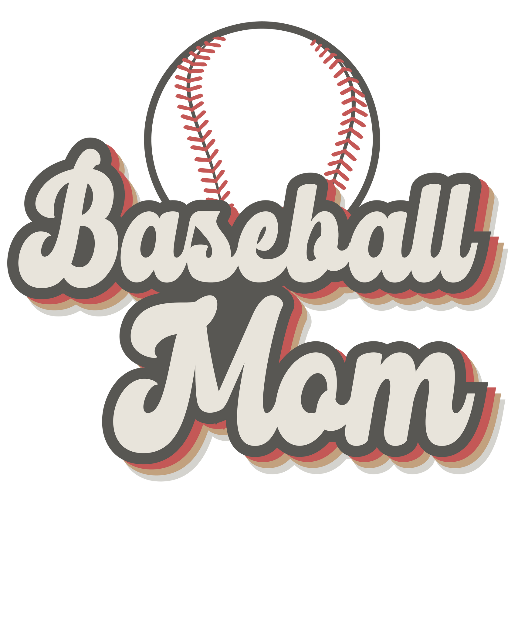 Baseball Mom Grey/Red Print