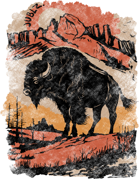 Mountain Sunset Bison Print