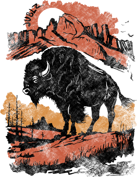 Mountain Sunset Bison Print