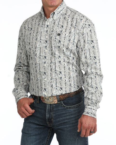 Cinch Classic Fit Khaki/Navy Paisley Button Down Shirt