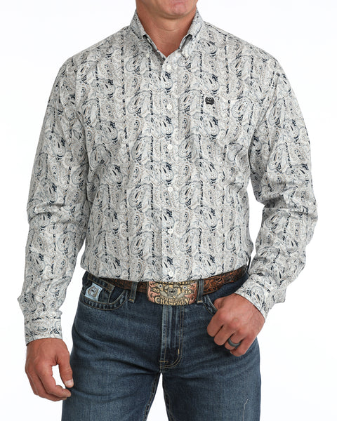 Cinch Classic Fit Khaki/Navy Paisley Button Down Shirt