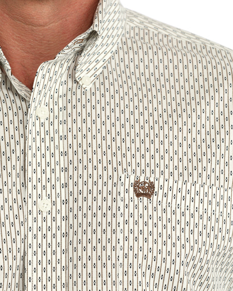 Cinch Men's Classic Fit Long Sleeve Button Down Shirt Cream/Navy