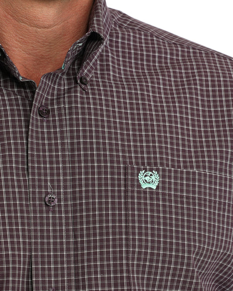 Cinch Men's Classic Fit Long Sleeve Plaid in Purple