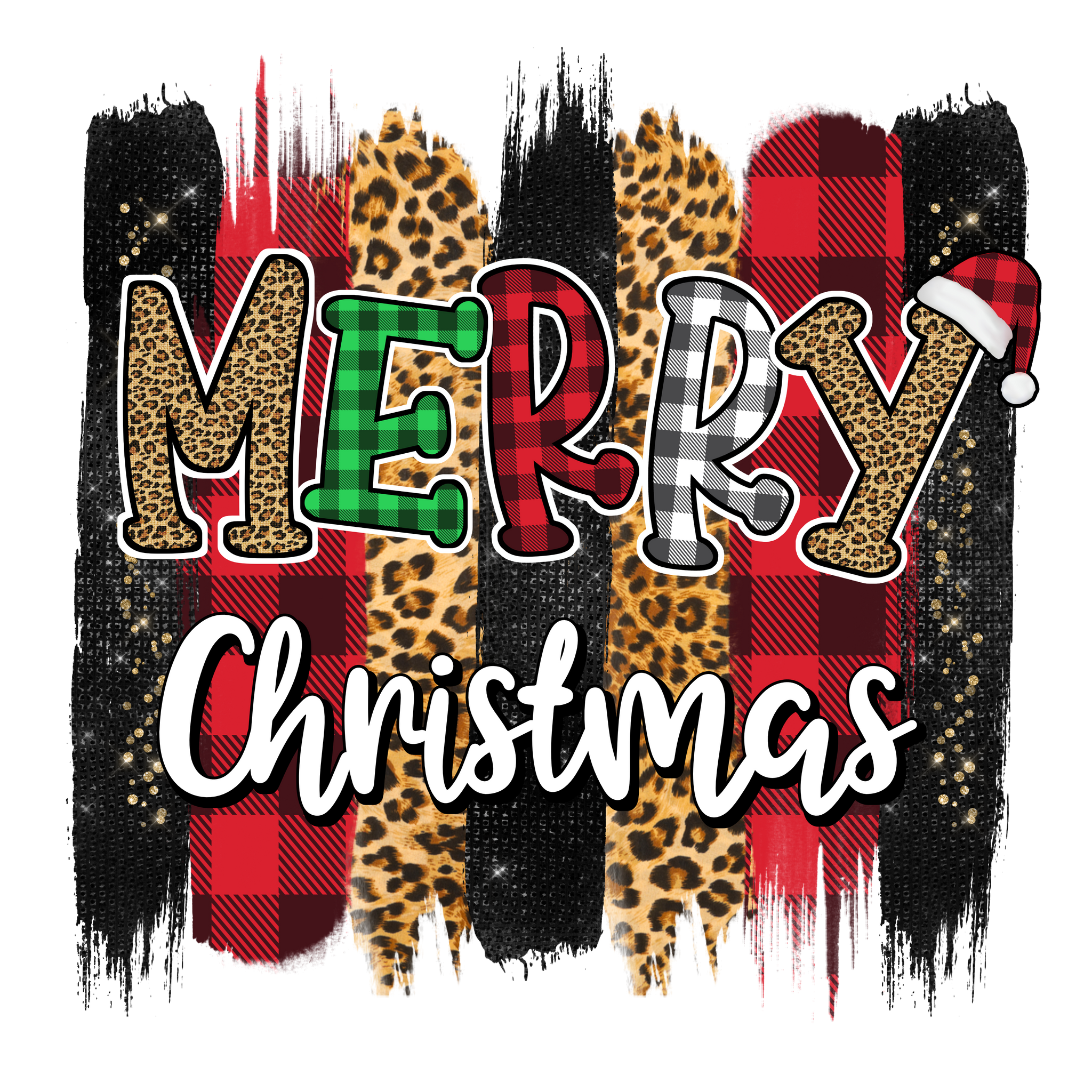 Merry Christmas Brush Strokes Print