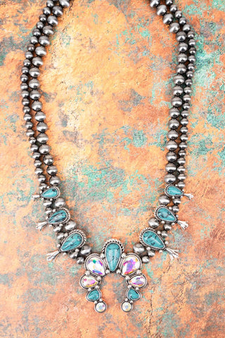 Newcastle Turquoise Squash Blossom Necklace