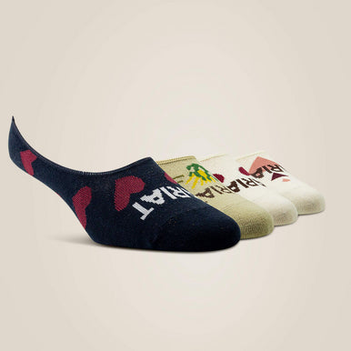 Ariat Women's No Slip No Show Sock 4 Pair Multi Color Pack
