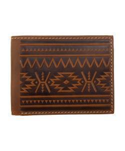 Nocona Mens Rodeo Wallet Southwest Embossed Medium Brown