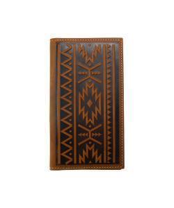 Nocona Mens Rodeo Wallet Southwest Embossed Medium Brown