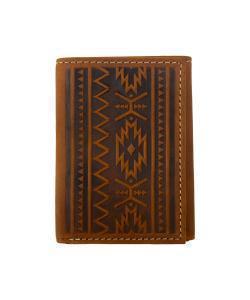 Nocona Mens Rodeo Wallet Southwest Embossed Medium Brown