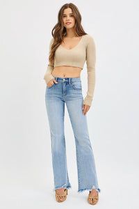 Risen Tummy Control Mid Rise Flare Denim
