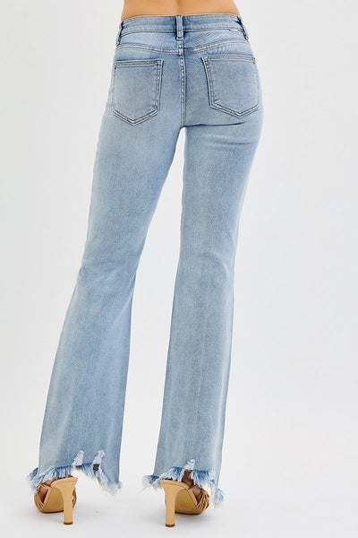 Risen Tummy Control Mid Rise Flare Denim