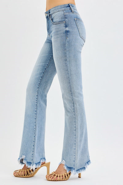 Risen Tummy Control Mid Rise Flare Denim