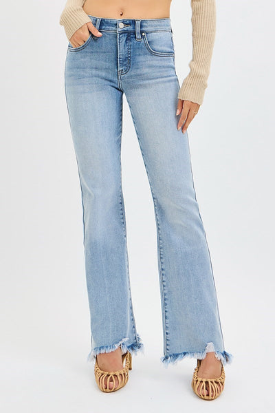 Risen Tummy Control Mid Rise Flare Denim