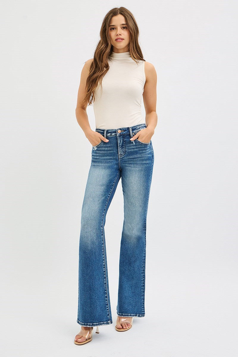 Risen Tummy Control High Rise Flare Denim