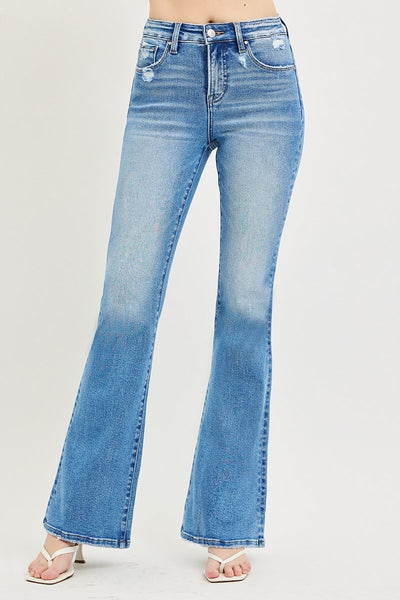 RISEN TUMMY CONTROL HIGH RISE FLARE JEANS