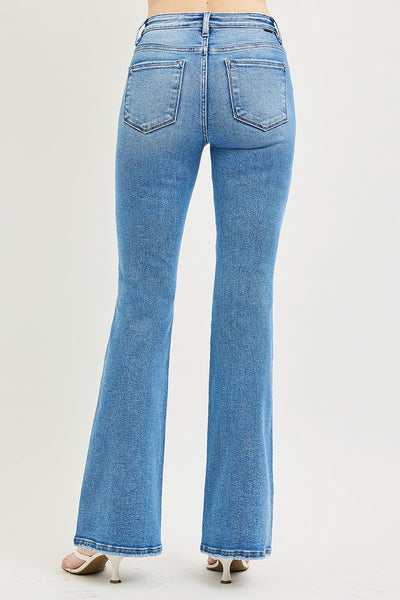 RISEN TUMMY CONTROL HIGH RISE FLARE JEANS