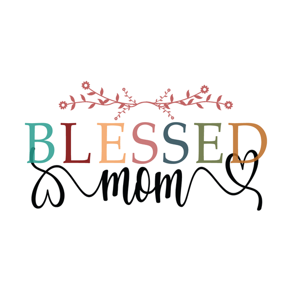 Blessed Mom Flower & Hearts Print