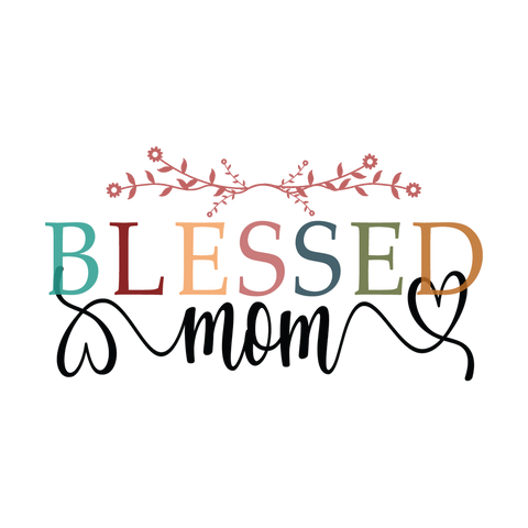 Blessed Mom Flower & Hearts Print