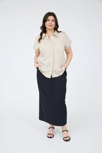 Pinstripe Short Sleeve Collared Shirt