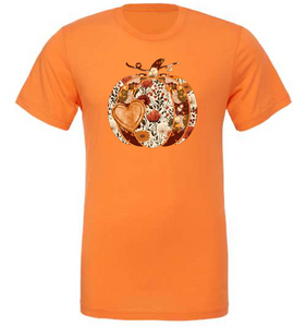 Rustic Floral Heart Pumpkin Tee