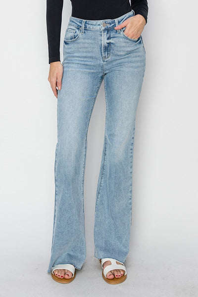 Risen PLUS High Rise Raw Cut Hem Bootcut Denim