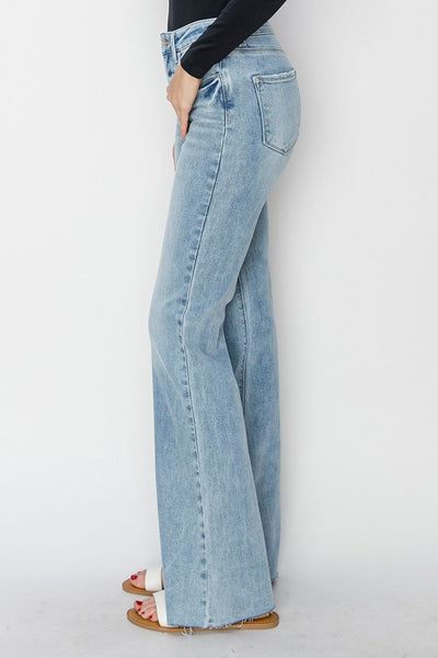 Risen PLUS High Rise Raw Cut Hem Bootcut Denim